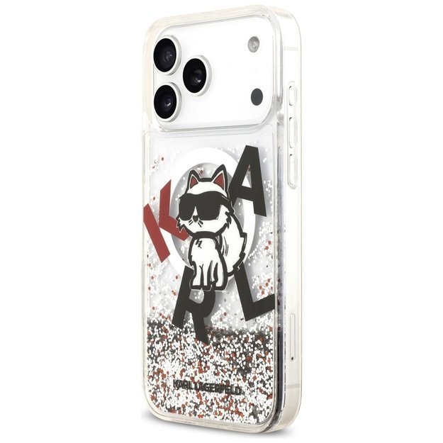 Karl Lagerfeld Liquid Glitter Choupette Logo MagSafe Case for iPhone 17 Pro Max - Clear 1