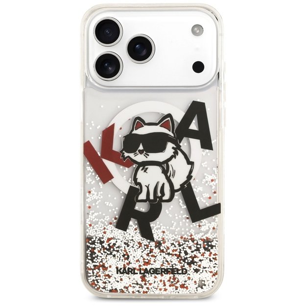 Karl Lagerfeld Liquid Glitter Choupette Logo MagSafe Case for iPhone 17 Pro Max - Clear 2