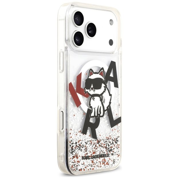 Karl Lagerfeld Liquid Glitter Choupette Logo MagSafe Case for iPhone 17 Pro Max - Clear 3