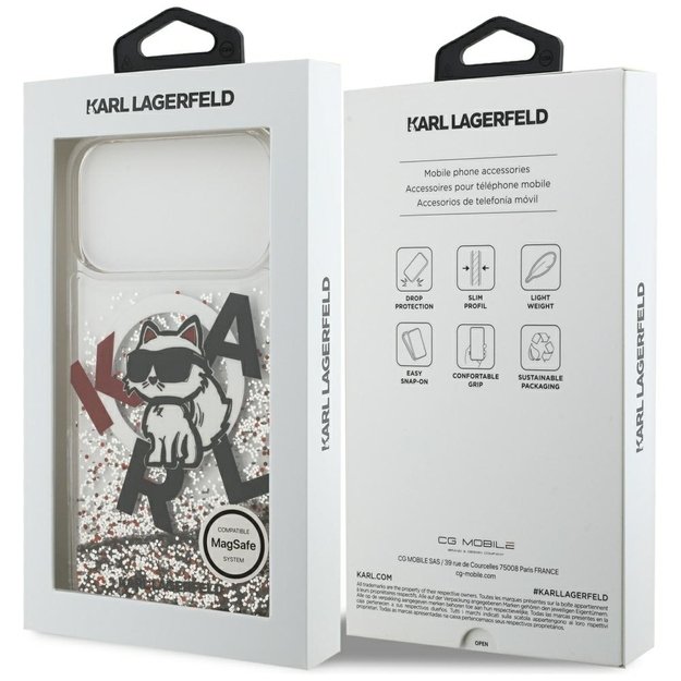Karl Lagerfeld Liquid Glitter Choupette Logo MagSafe Case for iPhone 17 Pro Max - Clear 7