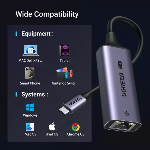 Ugreen CM648 USB-C to RJ45 Ethernet 2.5G adapter - gray 7