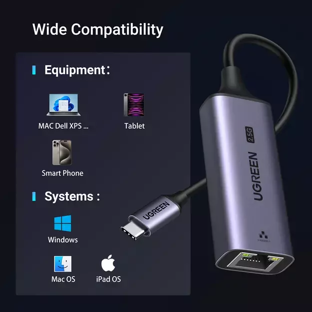 Ugreen CM648 USB-C to RJ45 Ethernet 2.5G adapter - gray 9