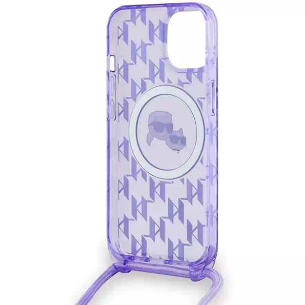 Karl Lagerfeld IML Crossbody Monogram Karl &amp  Choupette Head MagSafe case for iPhone 15 / 14 / 13 - purple 5