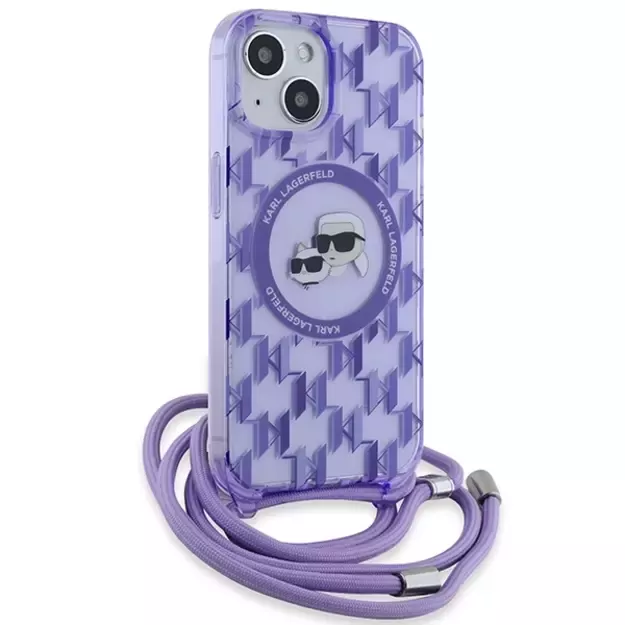 Karl Lagerfeld IML Crossbody Monogram Karl &amp  Choupette Head MagSafe case for iPhone 15 / 14 / 13 - purple 2