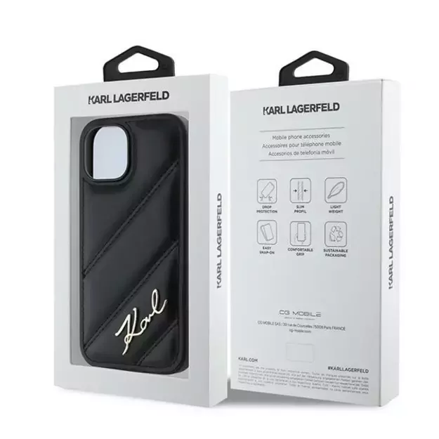 Karl Lagerfeld Diagonal Quilted Script case for iPhone 15 / 14 / 13 - black 7
