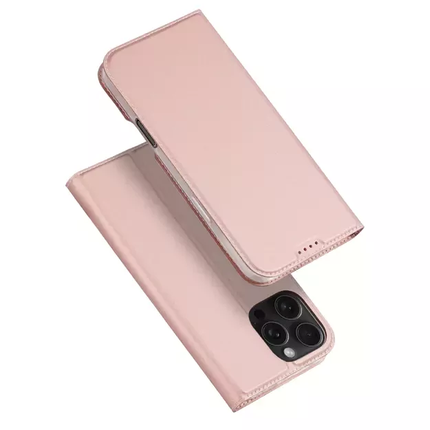 Dux Ducis Skin Pro iPhone 16 Pro Max Case with Flip and Card Slot - Pink 16