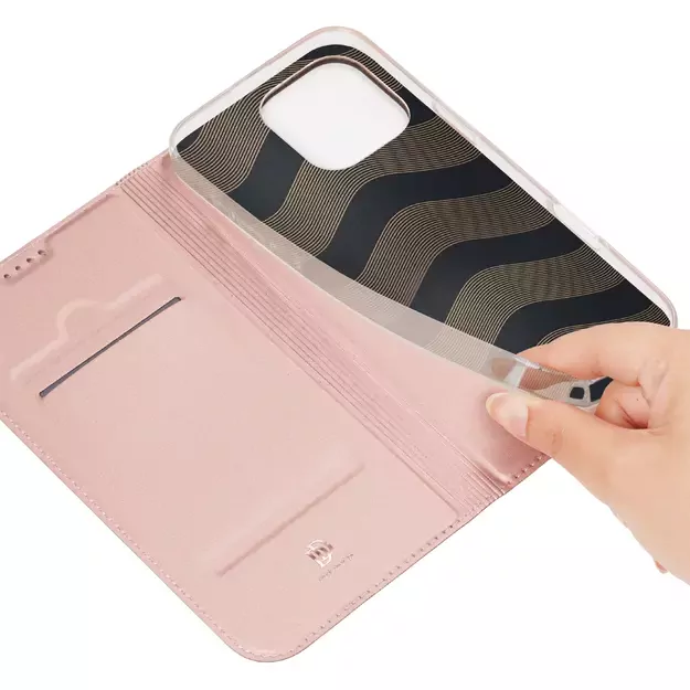 Dux Ducis Skin Pro iPhone 16 Pro Max Case with Flip and Card Slot - Pink 23