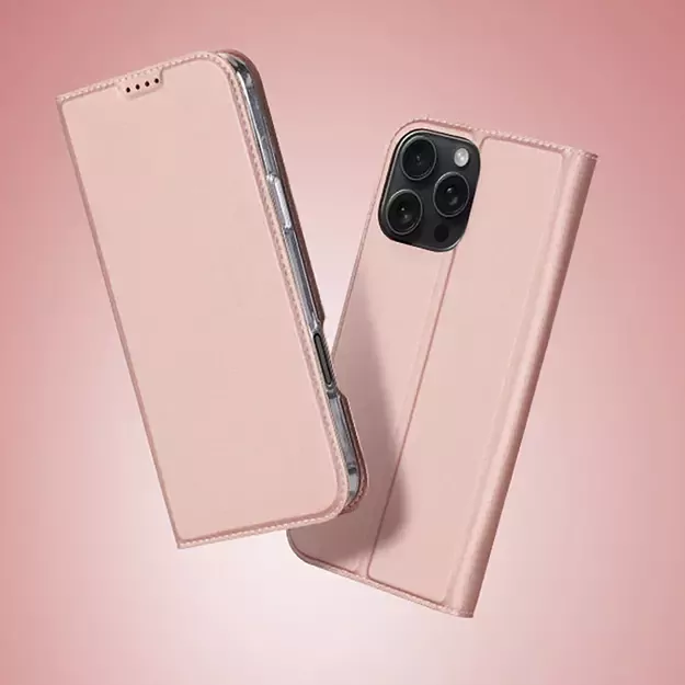 Dux Ducis Skin Pro iPhone 16 Pro Max Case with Flip and Card Slot - Pink 26