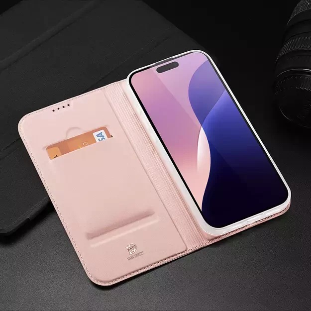 Dux Ducis Skin Pro iPhone 16 Pro Max Case with Flip and Card Slot - Pink 30