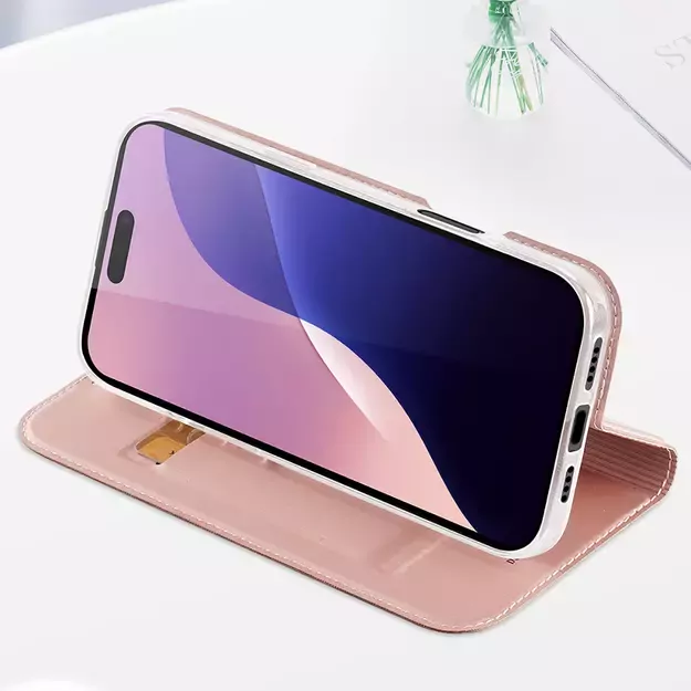 Dux Ducis Skin Pro iPhone 16 Pro Max Case with Flip and Card Slot - Pink 29
