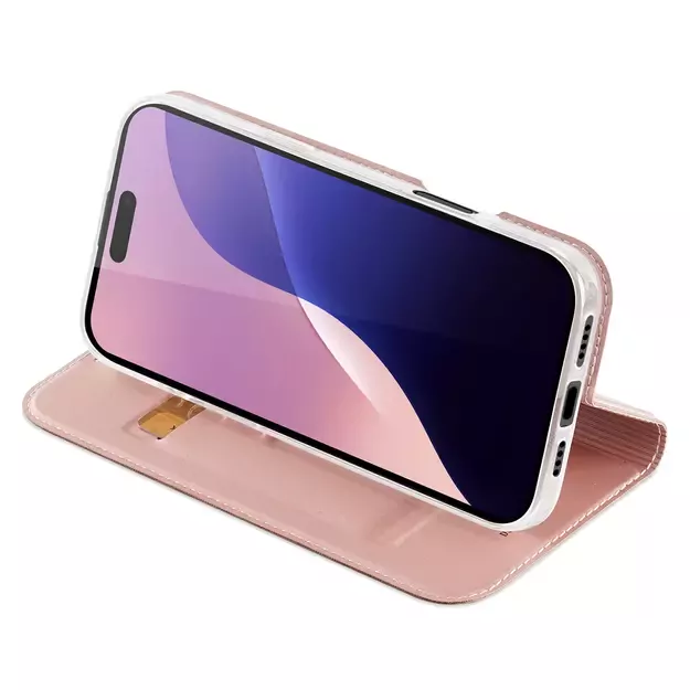 Dux Ducis Skin Pro iPhone 16 Pro Max Case with Flip and Card Slot - Pink 20