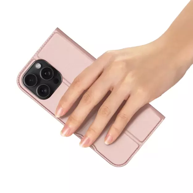 Dux Ducis Skin Pro iPhone 16 Pro Max Case with Flip and Card Slot - Pink 22