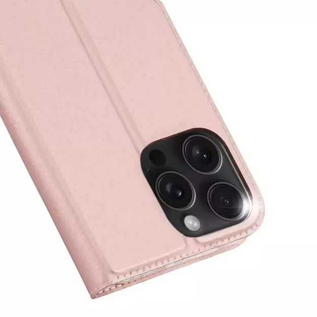 Dux Ducis Skin Pro iPhone 16 Pro Max Case with Flip and Card Slot - Pink 18