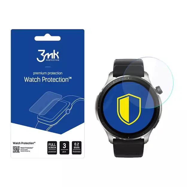 3mk Watch Protection™ v. FlexibleGlass hybrid glass on Amazfit GTR 4 46 mm
