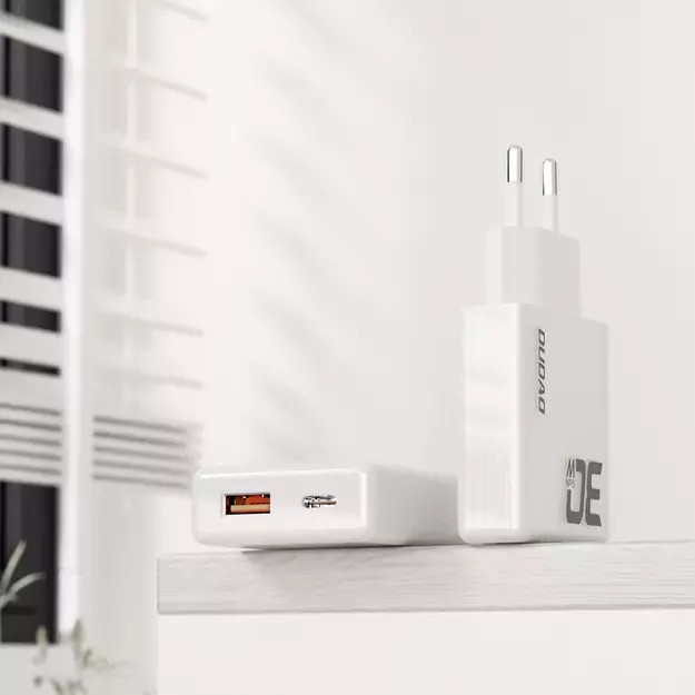 GaN Dudao A30EUL 30W USB-A / USB-C Wall Charger + USB-C - Lightning Cable - White 3