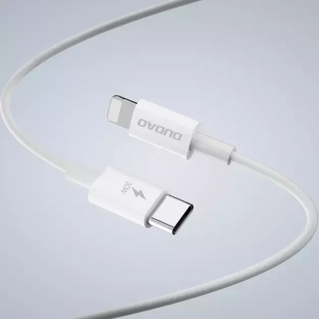 GaN Dudao A30EUL 30W USB-A / USB-C Wall Charger + USB-C - Lightning Cable - White 8