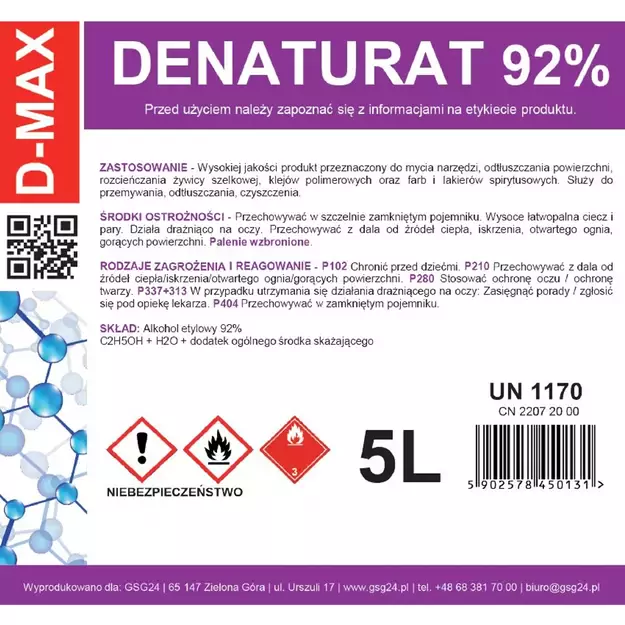 Denatured alcohol denatured alcohol D-MAX 5L 1