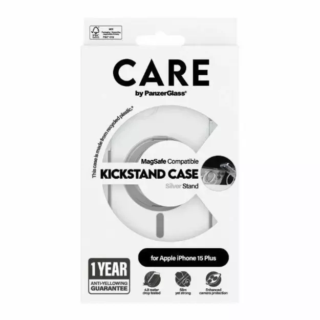 CARE by PanzerGlass Kickstand Case MagSafe for iPhone 15 Plus - silver 6