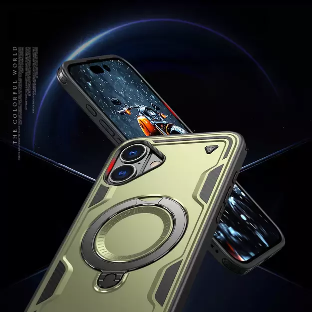 Hybrid Armor Trendy Case with MagSafe for iPhone 16 - Green 5