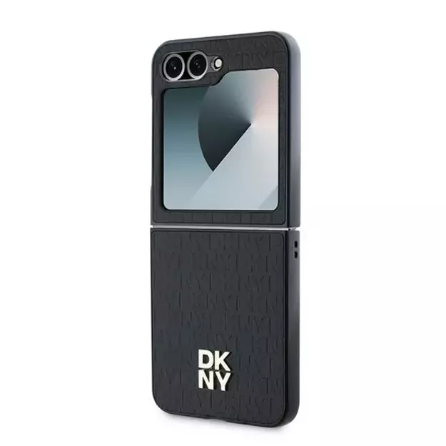 DKNY Repeat Pattern Stack Logo Case for Samsung Galaxy Z Flip6 - Black 5