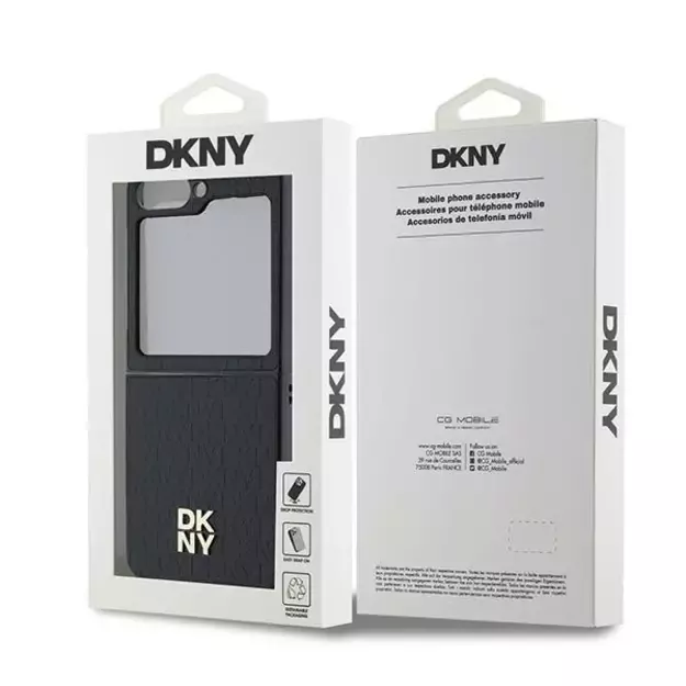 DKNY Repeat Pattern Stack Logo Case for Samsung Galaxy Z Flip6 - Black 7