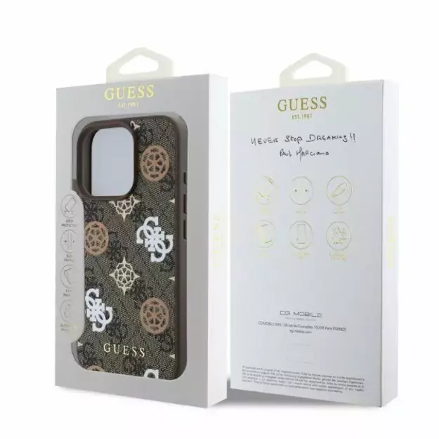Guess Peony On 4G Background MagSafe case for iPhone 16 Pro - brown 4