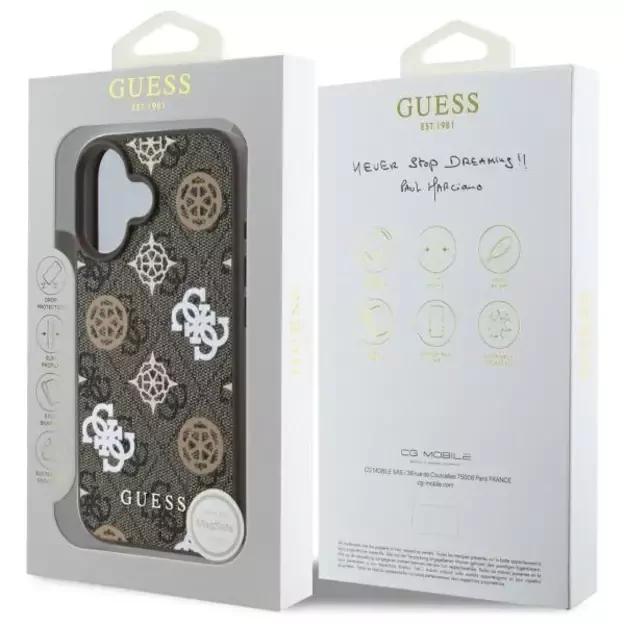 Guess 4G Printed Stripes MagSafe iPhone 16 Case - Brown 7