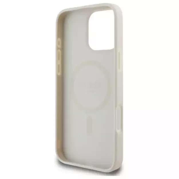 Guess Grained Gold Ring MagSafe Case for iPhone 16 Pro Max - Beige 13