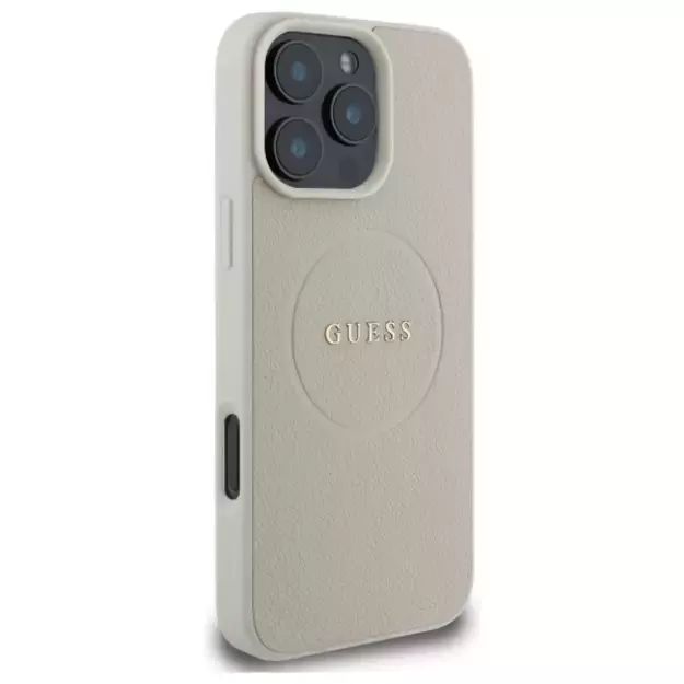 Guess Grained Gold Ring MagSafe Case for iPhone 16 Pro Max - Beige 10