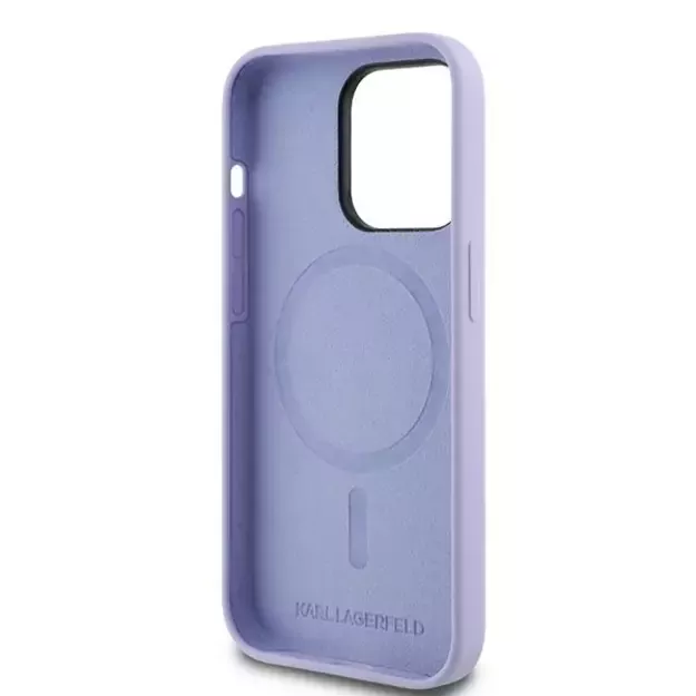 Karl Lagerfeld HC MagSafe Silicone Karl&amp Choupette Heads Ring Case for iPhone 14 Pro - Purple 6