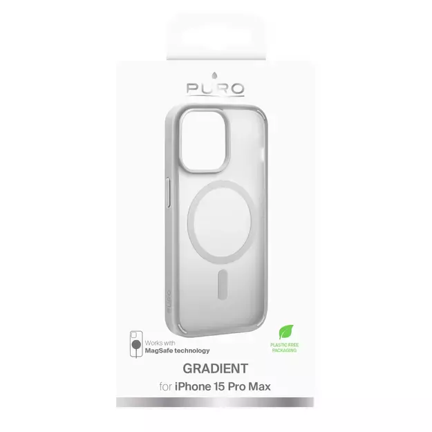 Puro Gradient MagSafe Silicone Case for iPhone 15 Pro Max - Silver 1