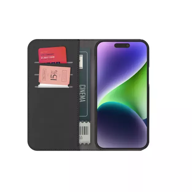 Puro Wallet Detachable MagSafe 2in1 PU Leather Case with Flap and Wallet for iPhone 15 Pro - Black 1
