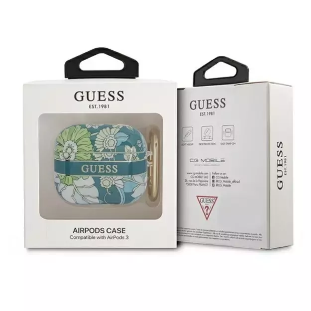 Guess GUA3HHFLN AirPods 3 cover green/green Flower Strap Collection 2