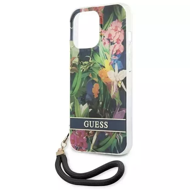 Guess GUHCP13LHFLSB iPhone 13 Pro / 13 6.1&quot  blue/blue hardcase Flower Strap 5