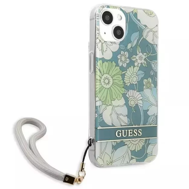 Guess GUHCP13SHFLSN iPhone 13 mini 5.4&quot  green/green hardcase Flower Strap 10