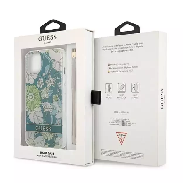 Guess GUHCP13SHFLSN iPhone 13 mini 5.4&quot  green/green hardcase Flower Strap 14