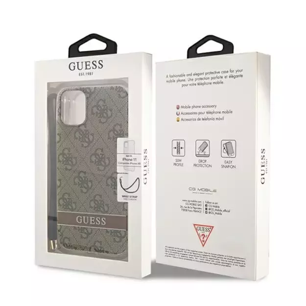 Guess GUOHCN61H4STW iPhone 11 brown/brown hardcase 4G Print Strap 14