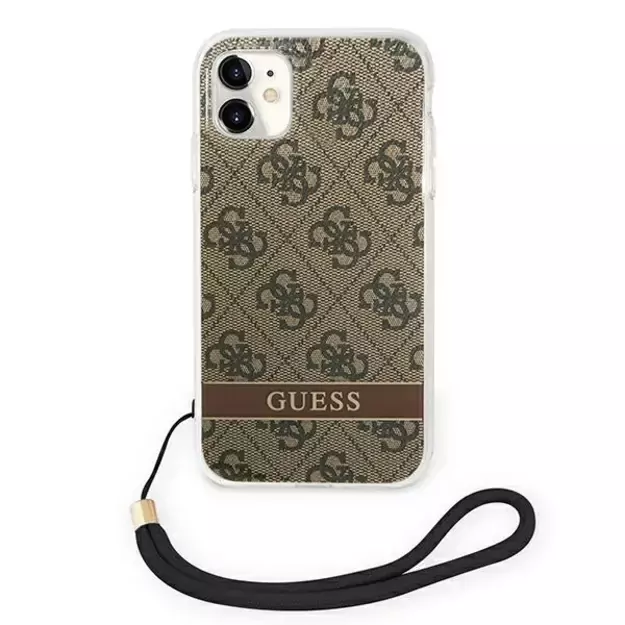 Guess GUOHCN61H4STW iPhone 11 brown/brown hardcase 4G Print Strap 9