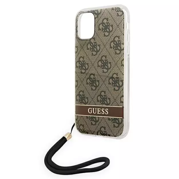 Guess GUOHCN61H4STW iPhone 11 brown/brown hardcase 4G Print Strap 12