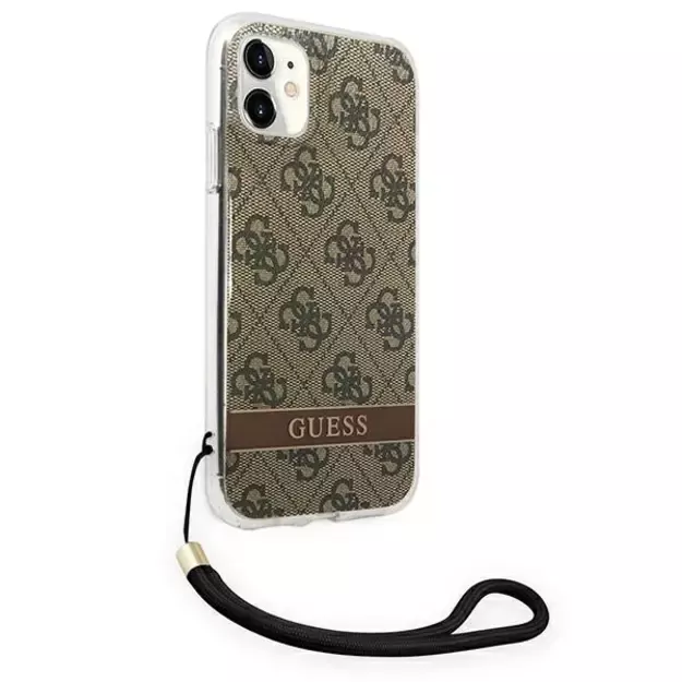 Guess GUOHCN61H4STW iPhone 11 brown/brown hardcase 4G Print Strap 10