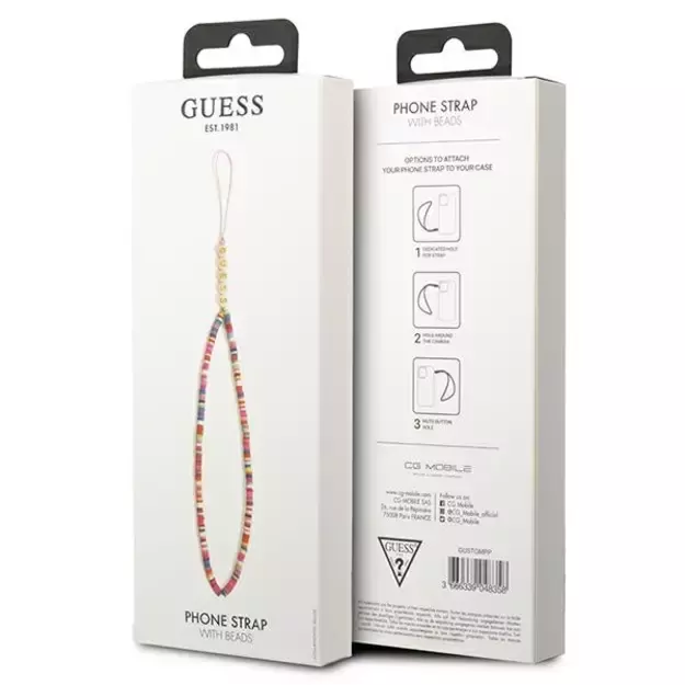 Guess pendant GUSTGMPP Phone Strap multicolor pink/multicolor pink Heishi Beads 4