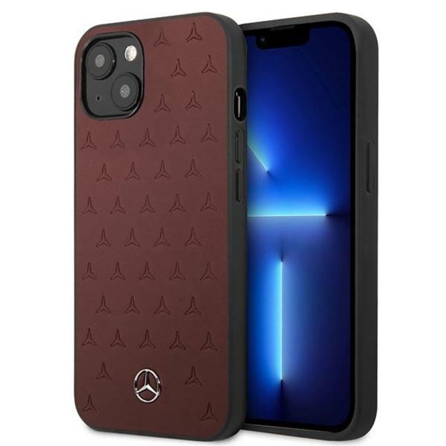Mercedes MEHCP13MPSQRE iPhone 13 6,1  czerwony/red hardcase Leather Stars Pattern