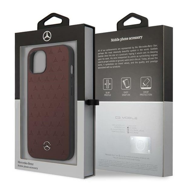 Mercedes MEHCP13MPSQRE iPhone 13 6,1  czerwony/red hardcase Leather Stars Pattern 7