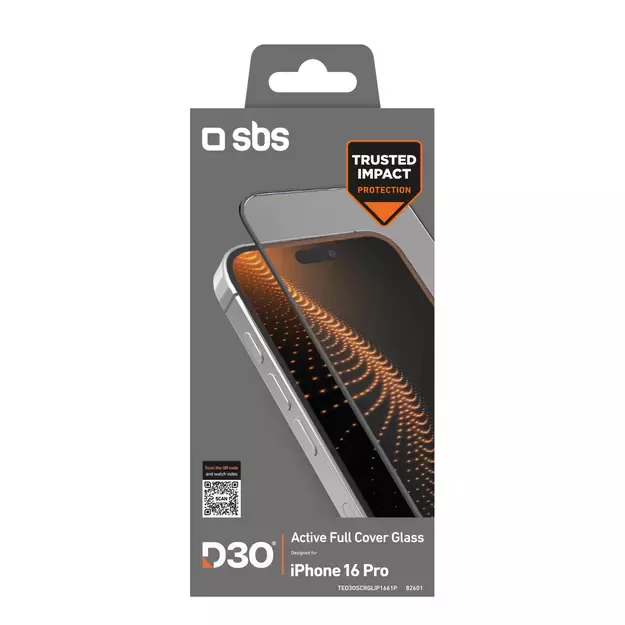 SBS Tempered Glass D3O with frame for iPhone 16 Pro 2