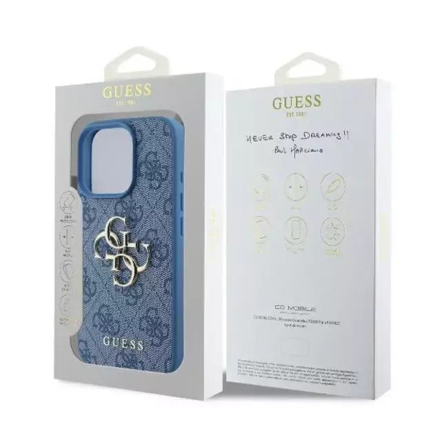 Guess 4G Big Logo iPhone 16 Pro Case - Blue 10