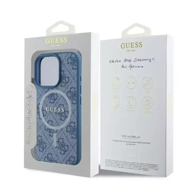 Guess 4G Ring Classic Logo MagSafe iPhone 16 Pro Case - Blue 13