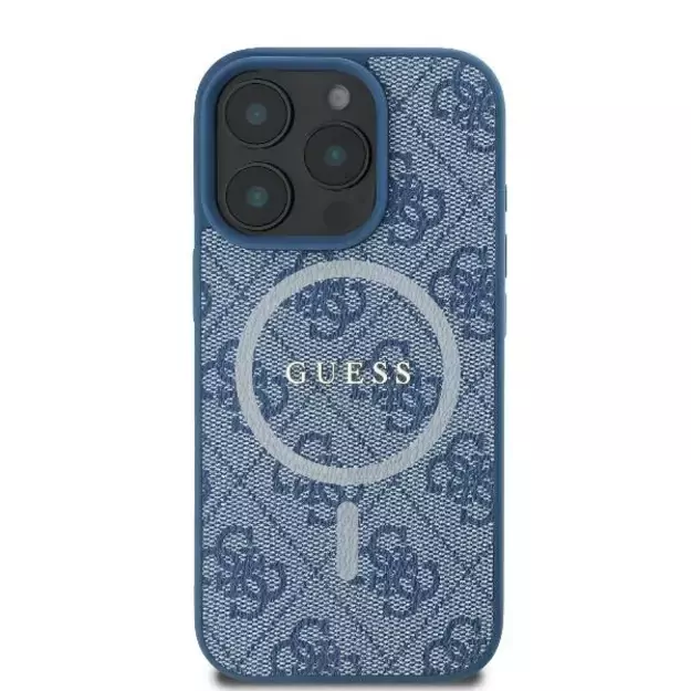 Guess 4G Ring Classic Logo MagSafe iPhone 16 Pro Case - Blue 9