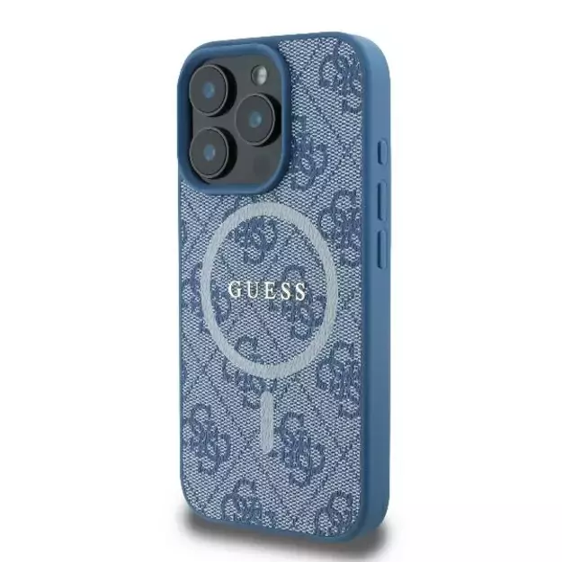 Guess 4G Ring Classic Logo MagSafe iPhone 16 Pro Case - Blue 8