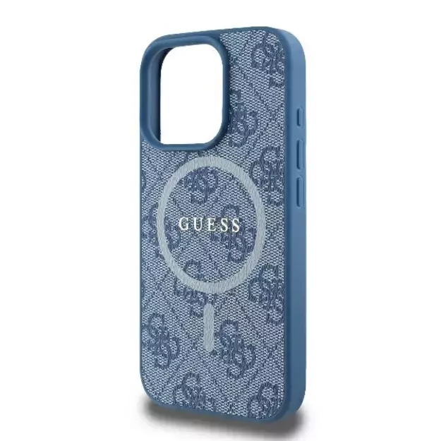 Guess 4G Ring Classic Logo MagSafe iPhone 16 Pro Case - Blue 12