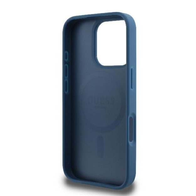 Guess 4G Ring Classic Logo MagSafe iPhone 16 Pro Case - Blue 1